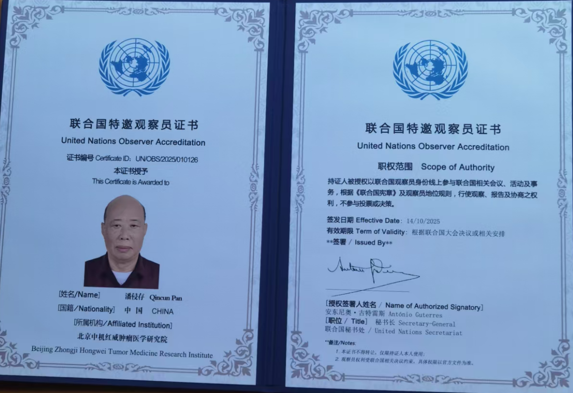 联合国特邀观察员证书